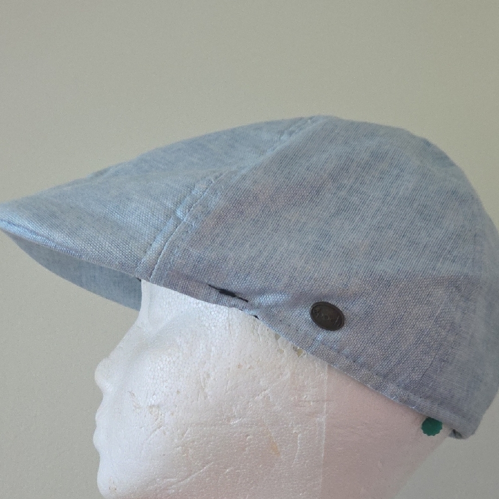 Epoch Light Blue Linen Men's Flat Cap - Picture 6 of 10